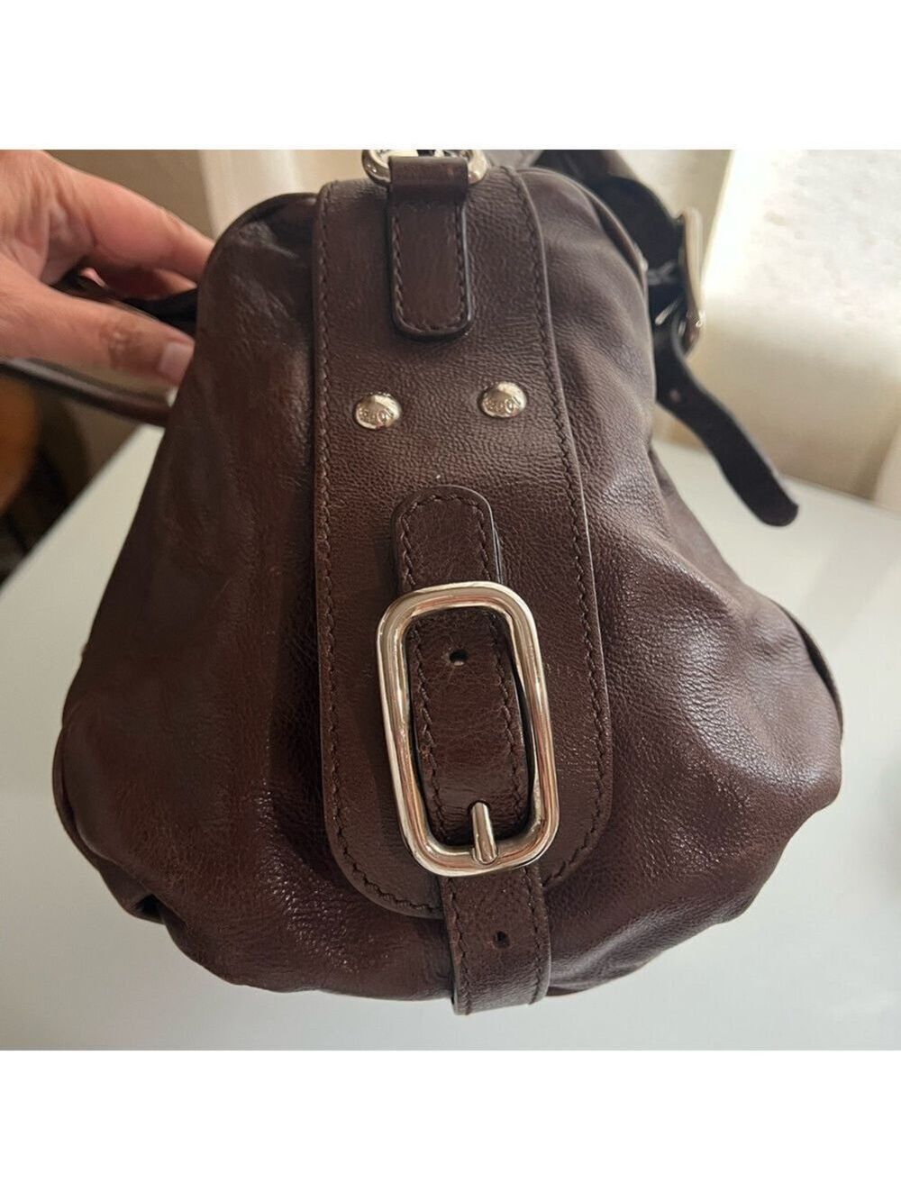 TOD’S BROWN LEATHER G LINE SATCHEL BAG - Picture 5 of 14